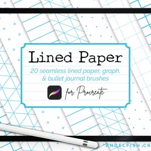 Lined Paper Brushes for Procreate | seamless graph, gridline, bullet journal, line patterns | Brush Set for Digital Art on iPad