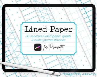 Lined Paper Brushes for Procreate | seamless graph, gridline, bullet journal, line patterns | Brush Set for Digital Art on iPad