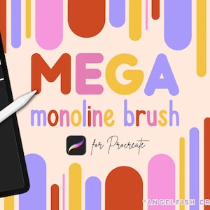 Pincel Mega Monoline para Procreate | Pincel Básico Sólido Redondo para Letras | Download Digital Instantâneo | Pincel para Arte Digital no iPad