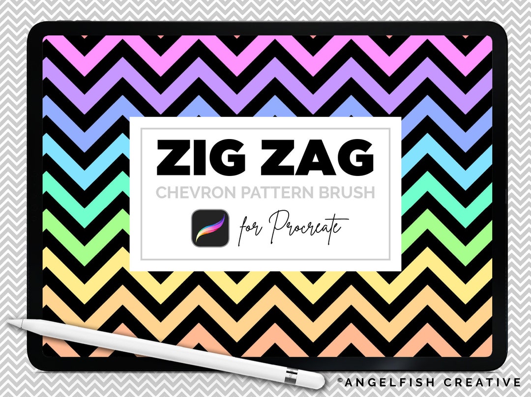 Zig Zag Brush for Procreate Seamless Chevron Pattern Brush Instant