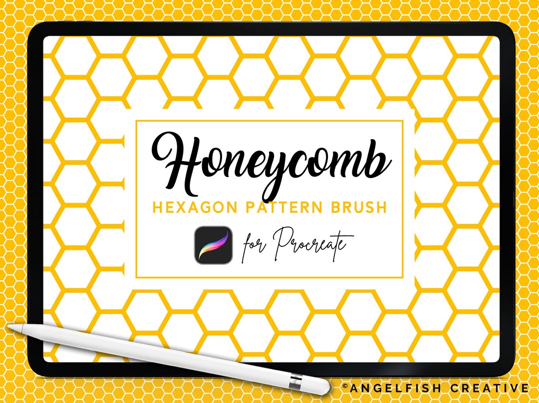 Honeycomb Brush for Procreate Seamless Hexagon Pattern Brush Instant