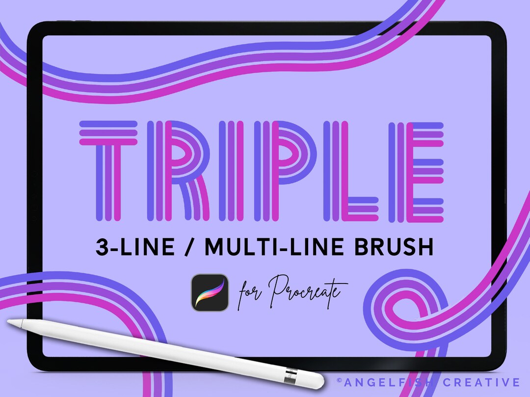 Triple Line Brush for Procreate | 3 Line Multi-line Monoline Brush ...