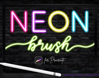 Neon Brush for Procreate: Glowing Monoline Lettering (Digital Download)