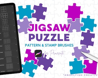 Pinceles de sellos para rompecabezas de Procreate: patrones de diseño y formas (descarga digital)