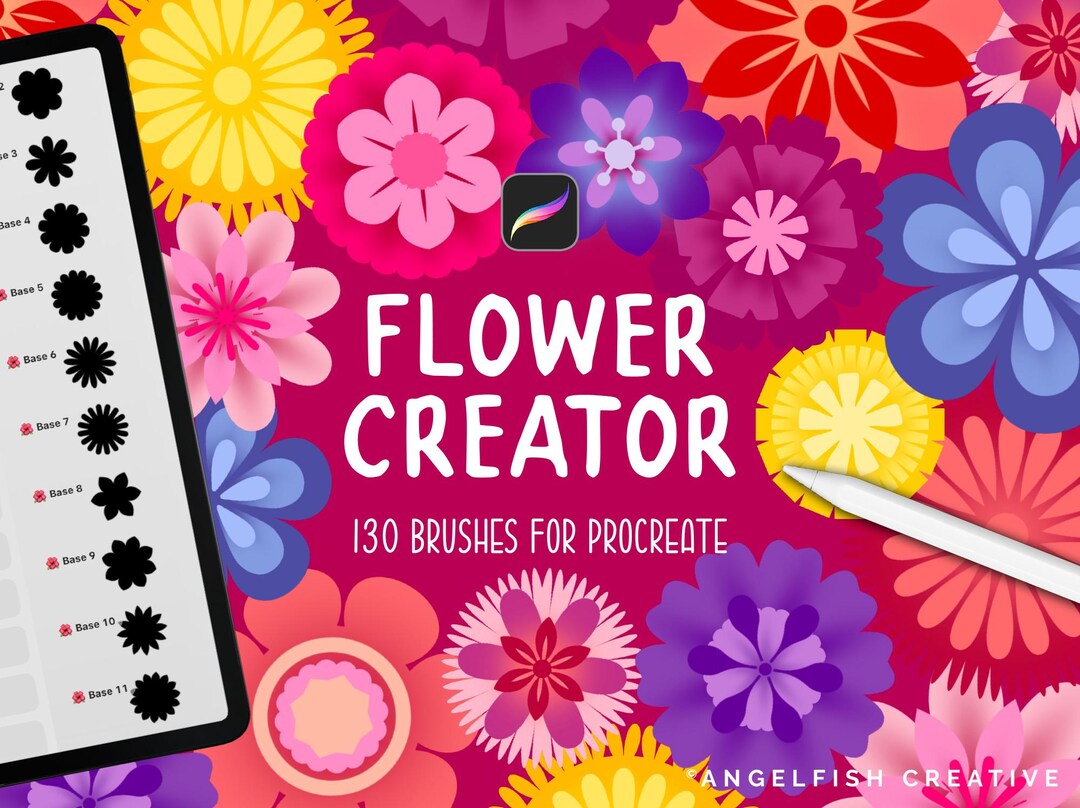Flower Creator Brush Set for Procreate: Botanical Floral Stamps ...