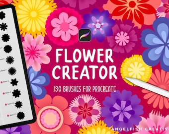 Conjunto de pincéis Flower Creator para Procreate: carimbos florais botânicos (Download digital)