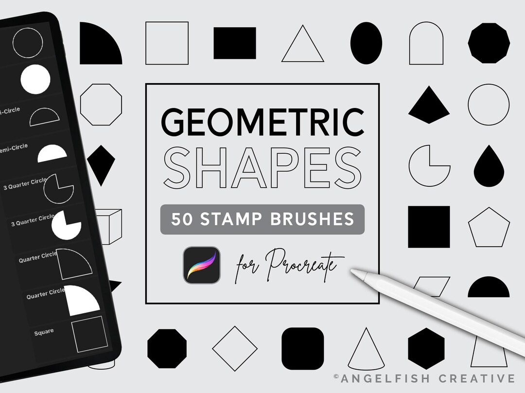 Geometric Shapes Procreate Brush Set, 50 Stamp Brushes (digital ...