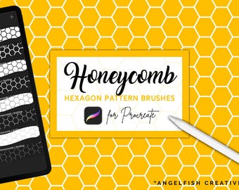 Pincel Favo de Mel para Procreate: 8 Padrões Hexagonais Sem Emenda (Download Digital)