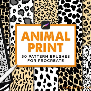 Animal Print Procreate Brush Set, leopard spots, stripes & scales patterns (Digital Download)