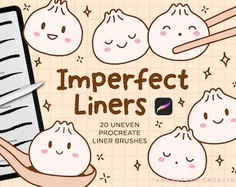 Imperfect Liners Procreate Brush Set, uneven crunchy line art brushes (Digital Download)