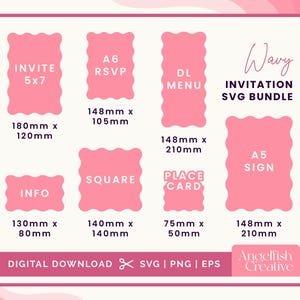 Wavy Invitation SVG Bundle, Cutting Files - 7 Shapes | Svg, Png, Eps - Digital Download | Invite Stationery Files for Cricut
