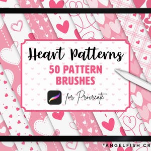 Heart Patterns Brush Set for Procreate: 50 Brushes (Digital Download)