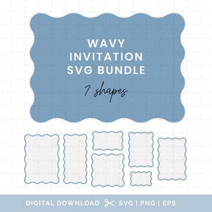 Paquete de papelería para invitaciones onduladas: archivos de corte SVG, PNG y EPS (descarga digital)