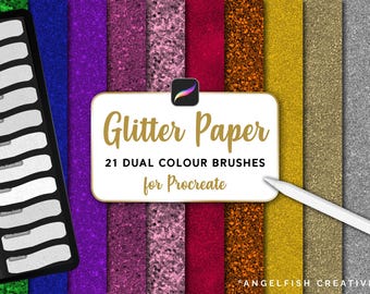 Glitter Paper Procreate Brush Set, 21 glittery texture brushes (Digital Download)