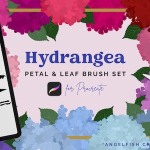 Hydrangea Brush Set for Procreate - Floral Scatter & Leaf Stamp (Digital Download)