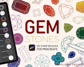 Gemstone Stamp Brushes for Procreate: Jewelry Design, 120 Stamps (Digital Download)