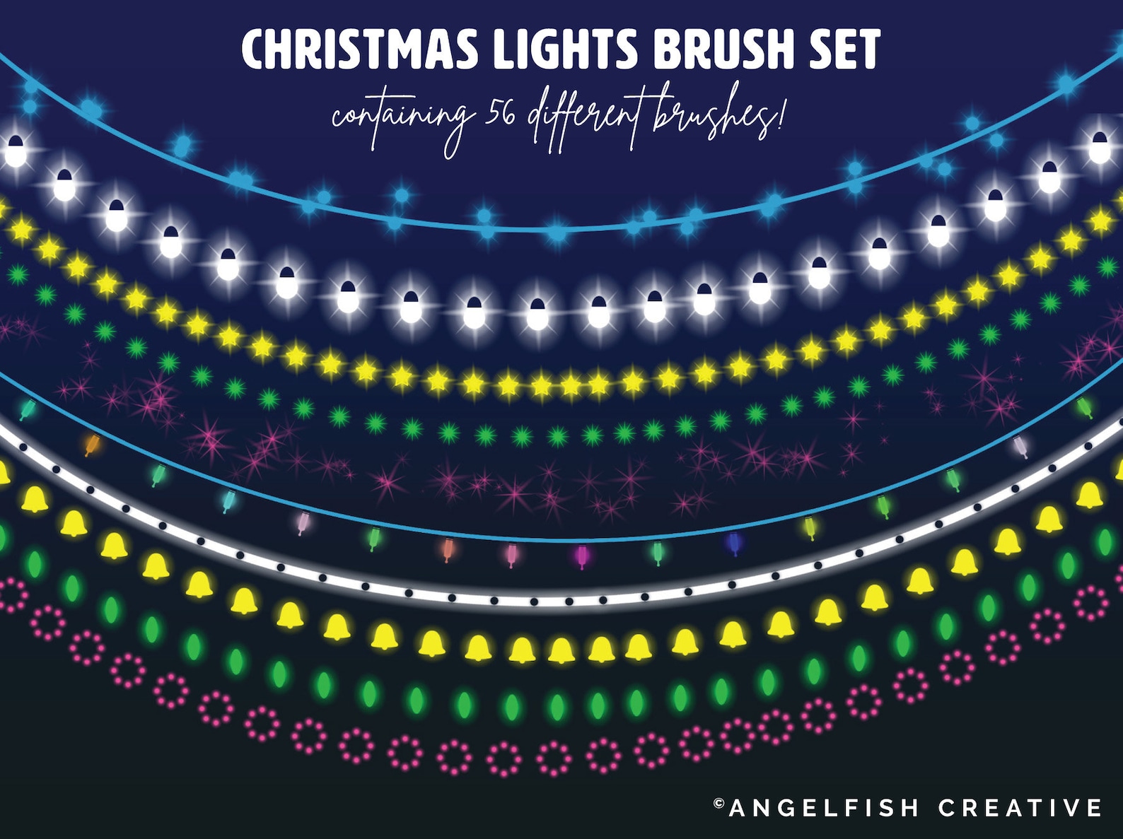 Christmas Lights Procreate Brush Set: 56 Bokeh Sparkle Brushes (digital ...