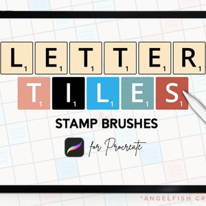 Pinceles para sellos con letras para Procreate / Sellos del alfabeto de Scrabble / Juego de pinceles para arte digital en iPad