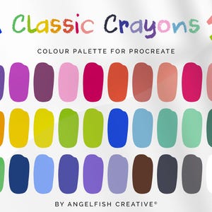 Classic Crayons Procreate Colour Palette, 30 Swatch Colours (Digital Download)