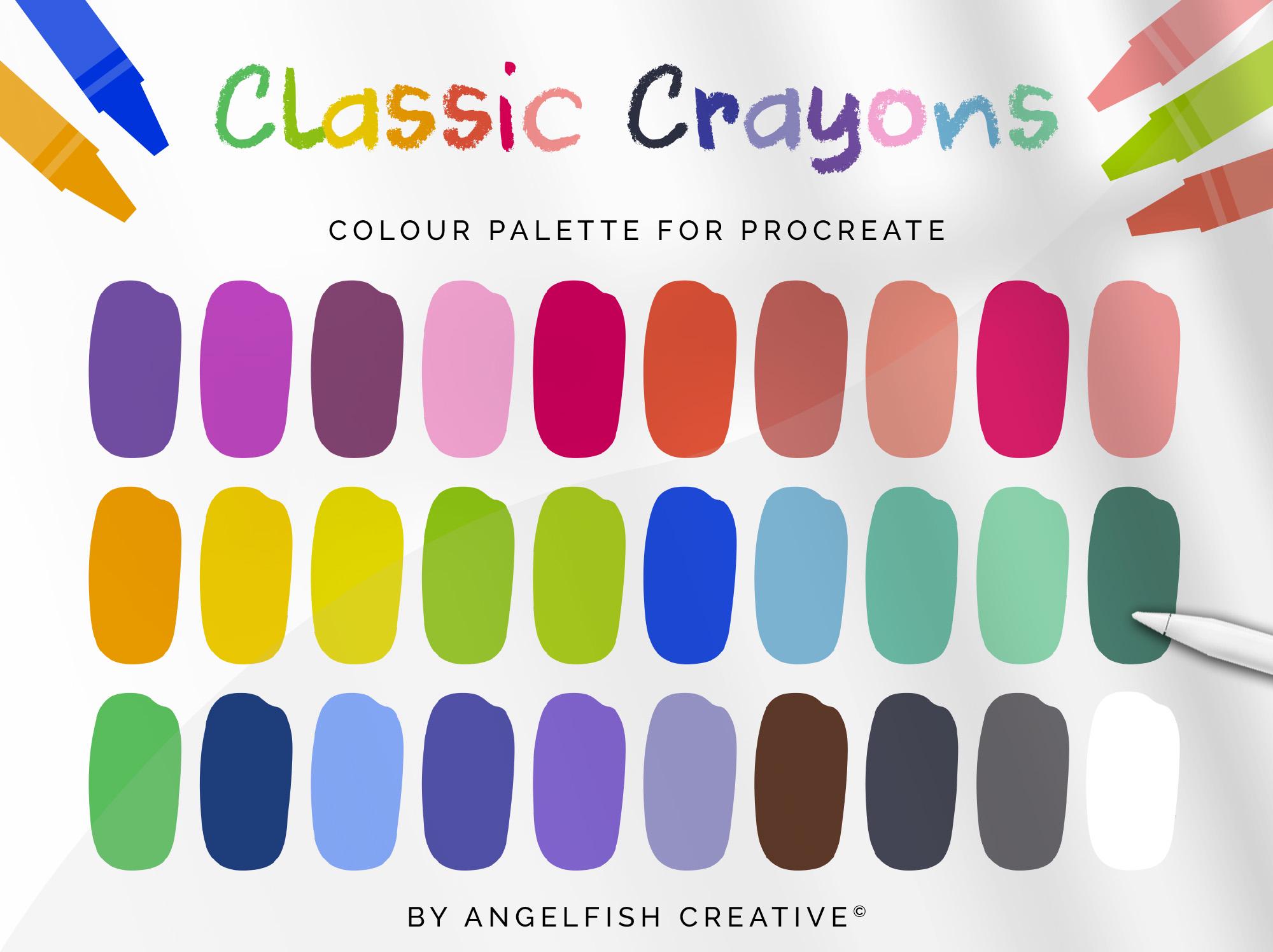 Classic Crayons Procreate Color Palette – 30 Nostalgic Color Swatches for iPad | Instant Digital Download