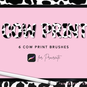 Cow Print Brush Set for Procreate | 6 Cow Animal Print Pattern Lettering Brushes | Instant Digital Download | Brush for Digital Art on iPad