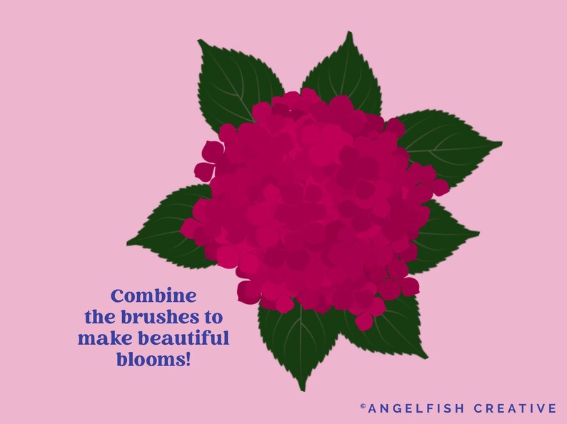 Hydrangea Brush Set for Procreate - Floral Scatter & Leaf Stamp ...