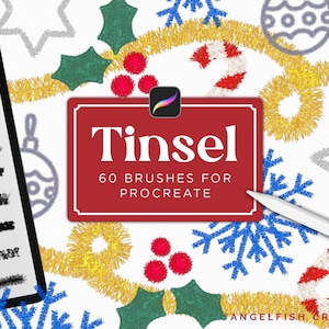 Tinsel Procreate Brush Set: 60 Christmas Garland Brushes (Digital Download)