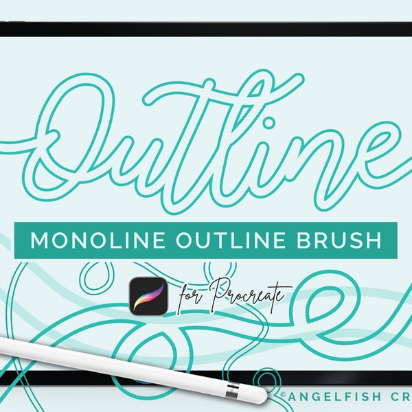 Outline Brush for Procreate | Outlined Lettering Monoline Outliner Line Brush | Instant Digital Download | Brush for Digital Art on iPad