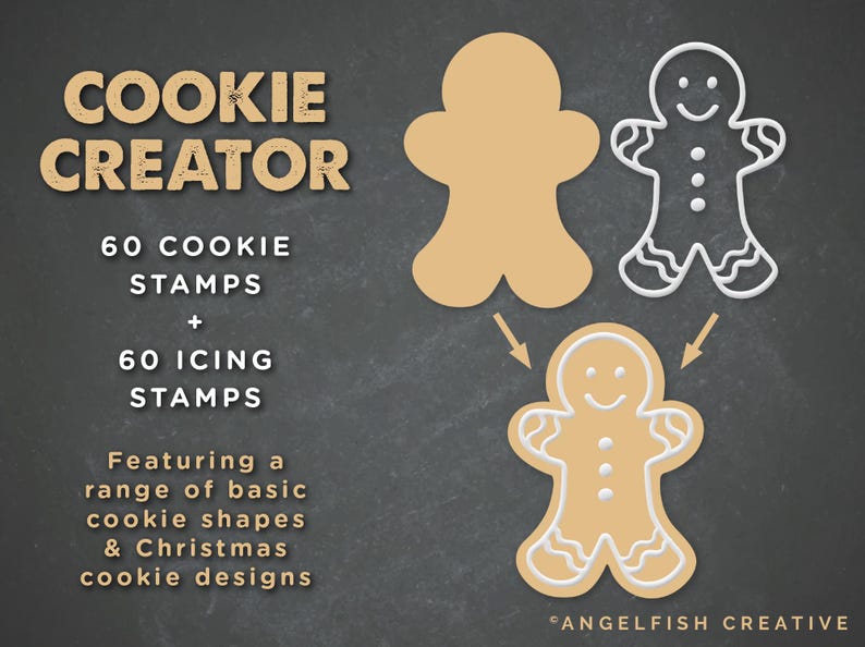 Cookie Creator Brush Set for Procreate: Honey Gingerbread Biscuit Stamps, 120 stamps