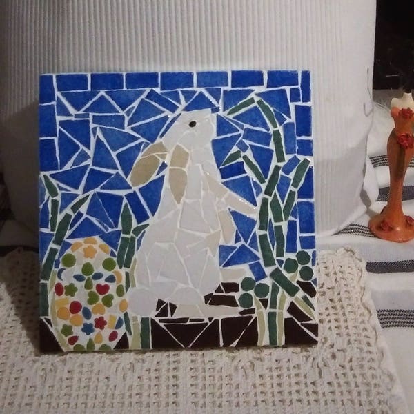 Easter mosaic, Easter mosaic tile gift, Easter bunny mosaic gift