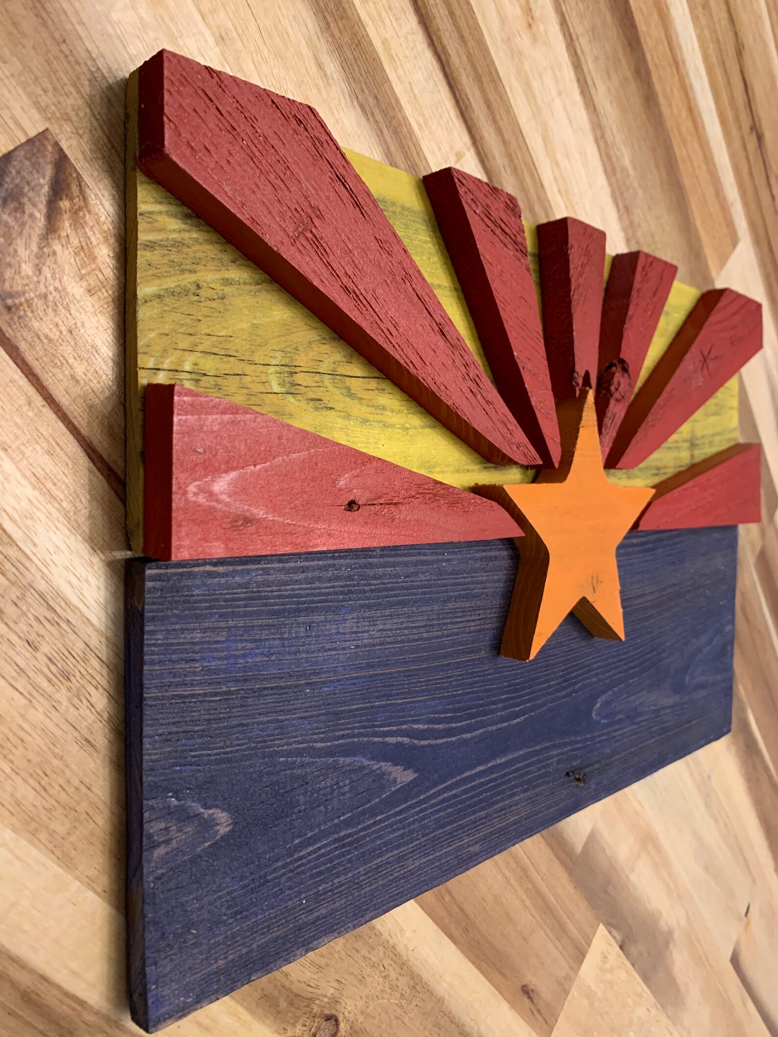 Arizona State Flag Wood Wall Art Rustique Etsy