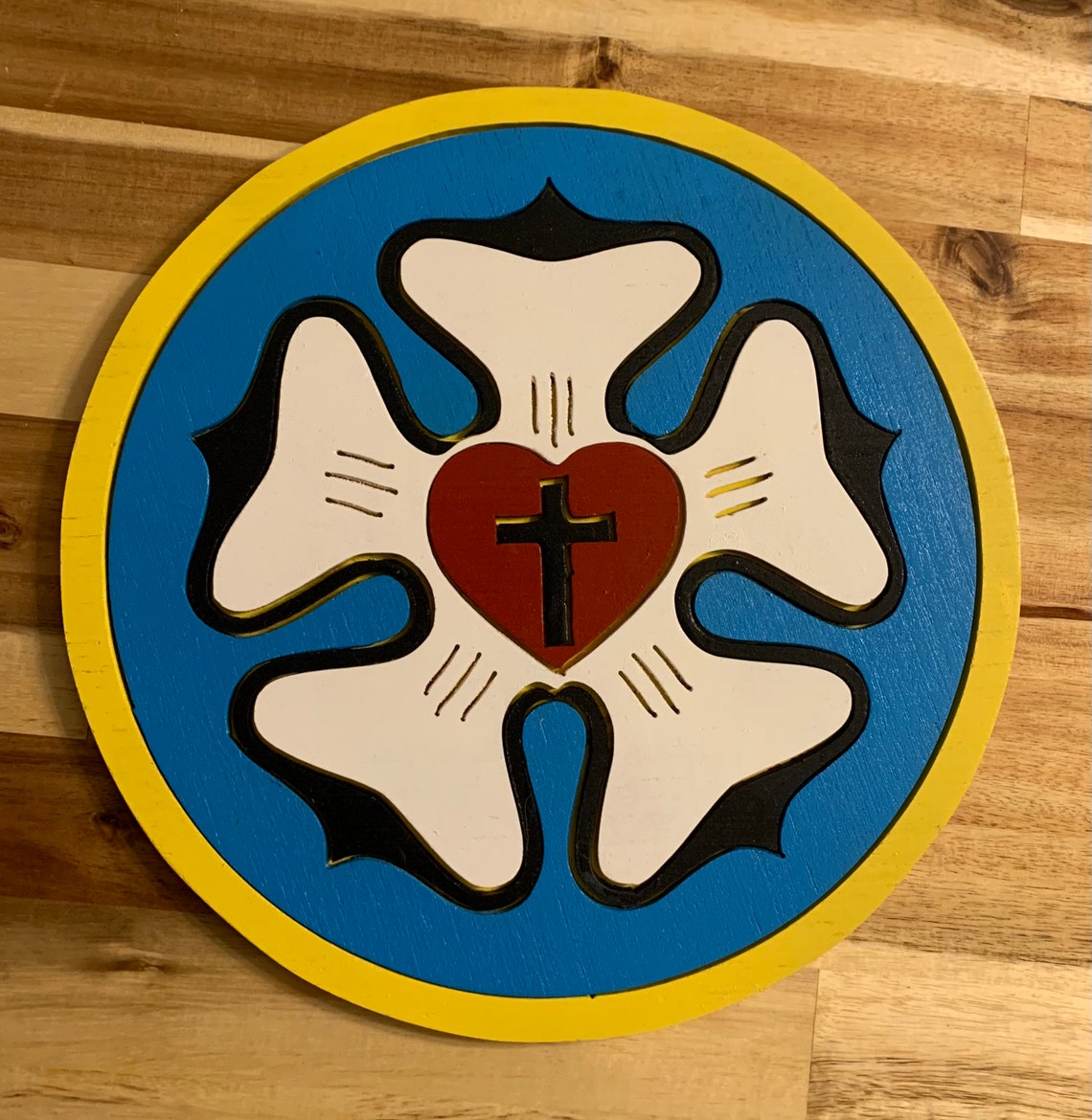 Lutheran Rose Wood Wall Art | Etsy