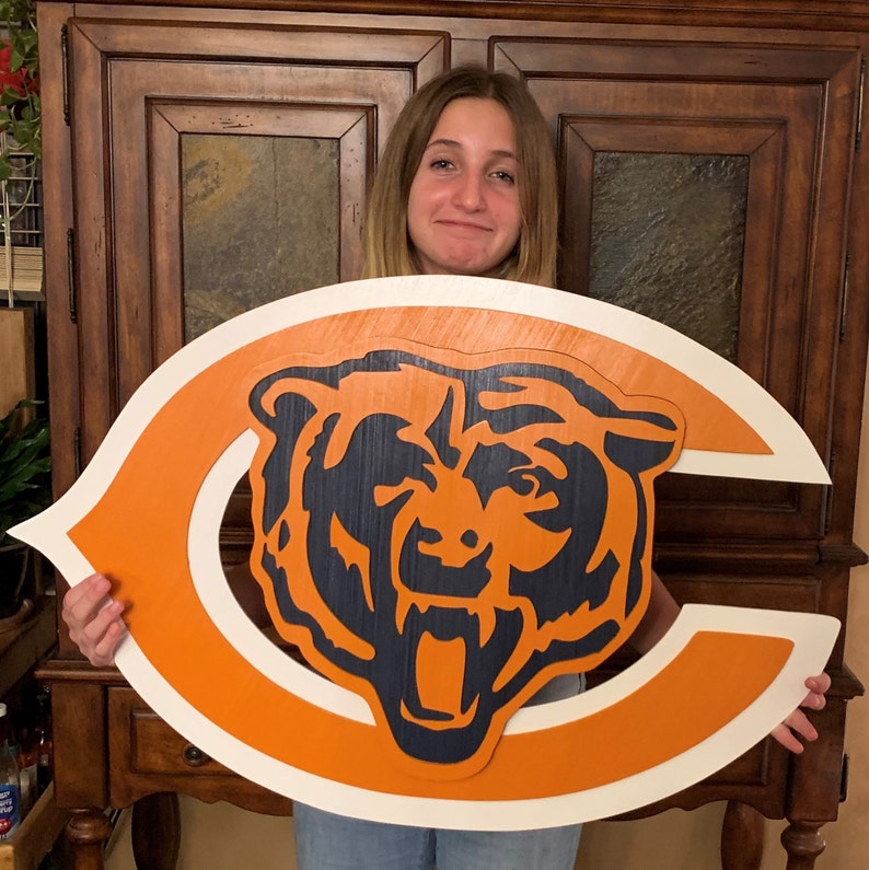 Chicago Bears Logo Wood Wall Art Etsy