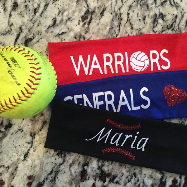 Personalized Headband sports custom design yoga team hairband Volleyball soccer basketball softball cheerleading sweat band dance glitter