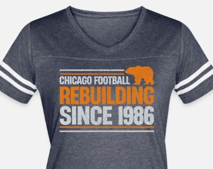 Featured listing image: Chicago Bears Shirt, Chicago Bears Rebuilding Since 1986, Vintage Distressed Bears shirt, Chicago Football Shirt, DA BEARS shirt, Bears 1986