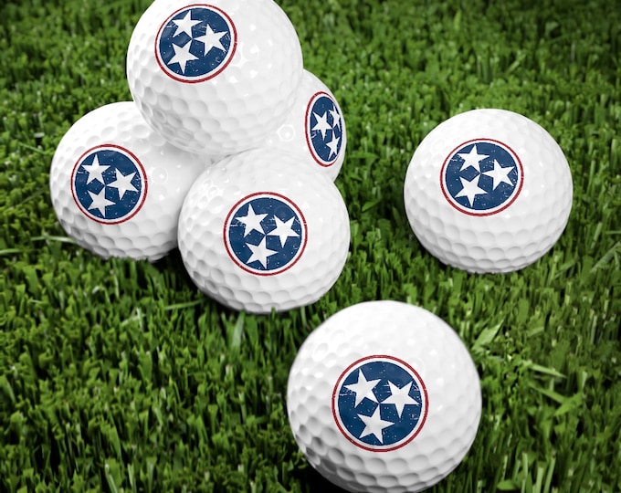 Featured listing image: Tennessee Tri-Star Golf Balls, Tennessee Golf Balls, Tennessee Flag Golf Balls, Tennessee State Flag Golf Balls, Golf Balls (pack of 6)