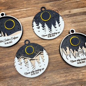 2024 Eclipse Keepsake, Path Of Totality Ornament ,3D Laser Engraved Eclipse Holiday Gift, Celestial, Solar Eclipse Souvenir Gift