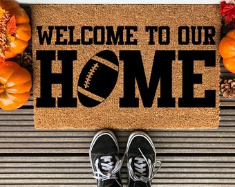 Handmade Home Decor Door Mat, Funny Doormat, Welcome Mat, Home Doormat, Coir Fall Doormat, Football Door mat, Football Decor
