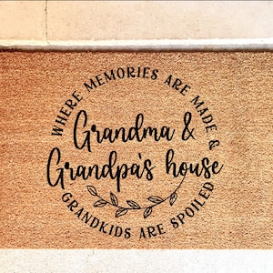Grandma and Grandpa's House Grandparents Day Gift, Welcome Coir Door Mat, Home Doormat, Fathers Day, Mothers Day, Personalized Front Doormat