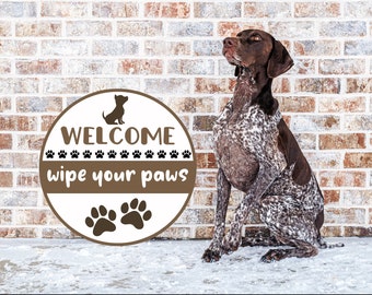 Welcome Wipe Your Paws Dog Welcome Sign, Front Porch Decor, Pet Door Hanger, Gift for Dog Lover, Dog Mom, Dog Dad, Gifts For Dog Lovers