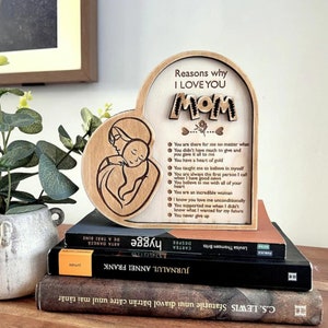 3D Laser Engraved Mothers Day Gifts For Mom Shelf Sitter, Grandma Gift From Daughter and Son, New Mom Birthday Gift, Mother In Law Gift