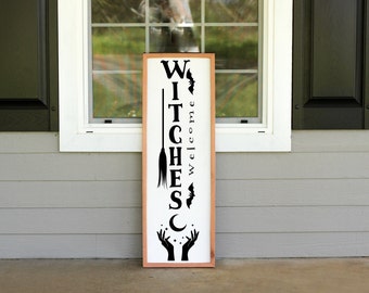 Welcome Halloween Porch Leaner, Outdoor Porch Sign, Front Porch Door Decor, Halloween Sign, Handmade Home Decor for the Holidays, Witches