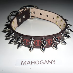 DC25  SPIKED 1"w Leather Dog Collar made in USA
