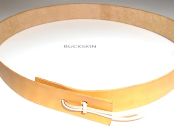 3 day ship! Premade CLEARANCE Plain HATBAND 3oz Leather No Lettering, comes with tie back. Buckskin, Medium Brown or Russet  3/4" ONLY