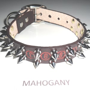 Dog Collar DC25  SPIKED 1&quot;w Leather Dog Collar made in USA