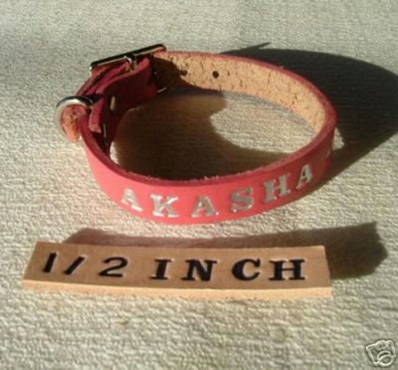Cat or Ferret Collar with Name and 2 stamps Custom lengths /& Colors. DC6 PERSONALIZE LEATHER Dog