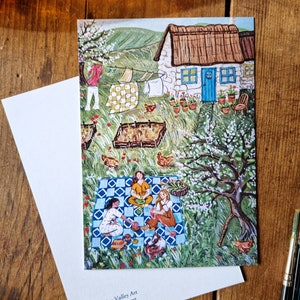 Impression de carte postale - cercle de création - illustration de groupe de tricot