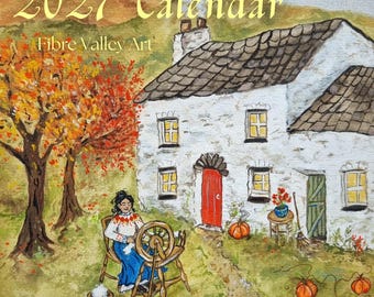 Pre-order: 2027 Calendar | cosy knitting and folk art illustrations on recycled paper