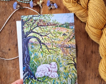 Greetings Card - Bluebells - A6 Easter Lamb Card