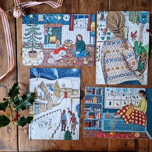 Knitting Nook 1 and 2 set of two A5 prints cosy Christmas and winter illustrations image 7